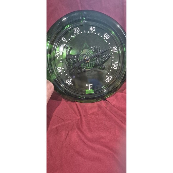 Koch Grasshopper Suncatcher 10" Thick Green Glass Dial Thermometer Suncatcher - Picture 2 of 4